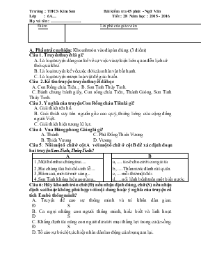 Bài kiểm tra 45 phút - Ngữ Văn - Tiết: 28 - Năm học : 2015 - 2016 - Trường: THCS Kim Sơn