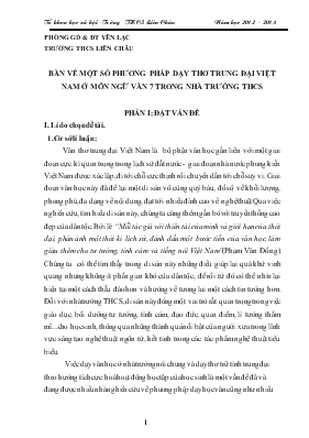 Bàn về một số phương pháp dạy thơ trung đại Việt Nam ở môn Ngữ văn 7 trong nhà trường THCS