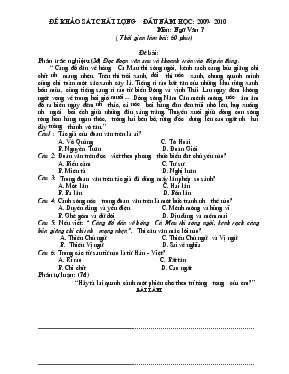 Đề khảo sát chất lượng đầu năm học: 2009 - 2010 môn: Ngữ văn 7