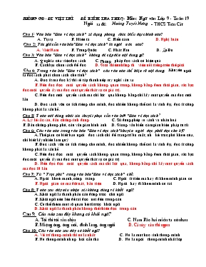 Đề kiểm tra TNKQ - Môn: Ngữ văn lớp 9 - Tuần 19