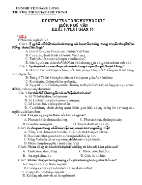 Đề kiểm tra tổng hợp học kì I môn: Ngữ văn khối: 6 - Trường THCS Phan Chu Trinh