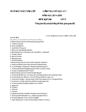 Kiểm tra cuối học kỳ I - Năm học: 2014 - 2015