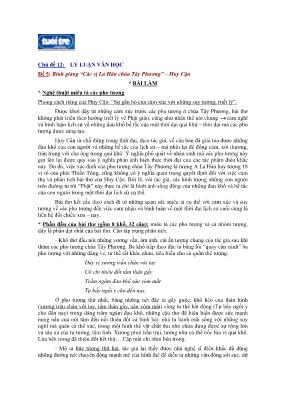 Lý Luận văn học - Đề 5: Bình giảng “các vịla hán chùa tây phương” – Huy Cận