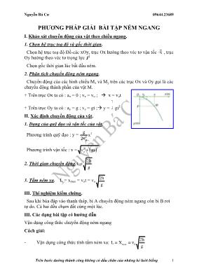 Giáo án Môn vật lý 10: Phương pháp giải bài tập ném ngang