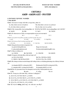 50 bài tập trắc nghiệm môn : Hoá học 12 chương 3: Amin – amino axit – protein