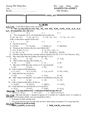 Bài 5 kiểm tra 45 phút - Môn hóa học lớp 10 - Trường THCS Hiệp Hòa