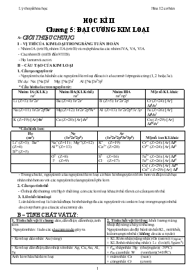 Bài giảng Chương 5: Đại cương kim loại - Môn hóa học