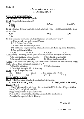 Bài giảng Tiết 25: Kiểm tra 1 tiết môn: Hóa học 8