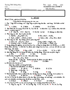 Bài kiểm tra 45 phút môn hóa học trường THCS Hiệp Hòa môn hóa 12