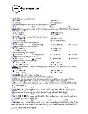 Bài tập môn hóa học 12 - Bài tập 3 este - lipit