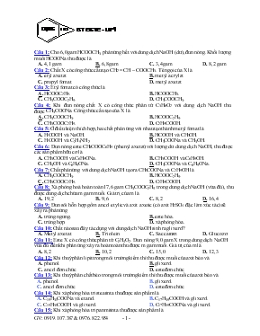 Bài tập môn hóa học 12 - Bài tập 4 este - lipit