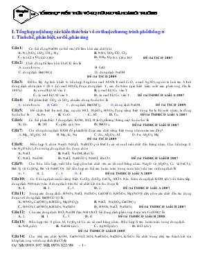 Bài tập trắc nghiệm hóa 12 phần vô cơ, hữu cơ và hóa môi trường