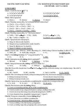 Câu hỏi ôn tập ôn thi tốt nghiệp THPT 2015 Chuyên đề: sắt và crom - Trường THPT Tam Nông