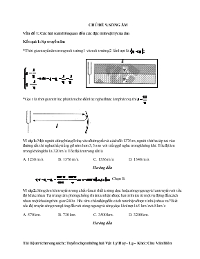 Chủ đề 9: Sóng âm vấn đề 1: Các bài toán liên quan đến các đặc tính vật lý của âm