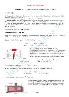 Chuyên đề 16 lý thuyết và phương pháp giải bài tập điện phân