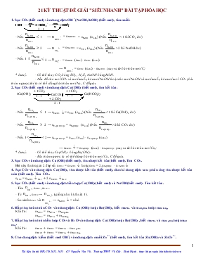 Chuyên đề 21 kỹ thuật để giải "siêu nhanh" bài tập hóa học