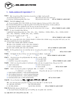 Chuyên đề Bài tập trắc nghiệm hóa 12 - Amin, amino axit, protein
