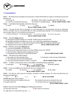 Chuyên đề Bài tập trắc nghiệm hóa 12 - Cacbohidrat