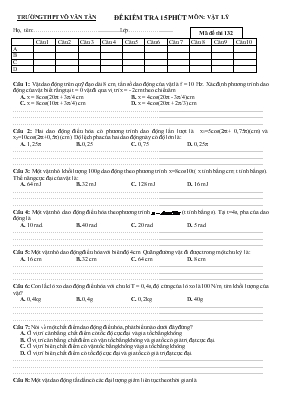 Đề 1 kiểm tra 15 phút môn: Vật lý 12