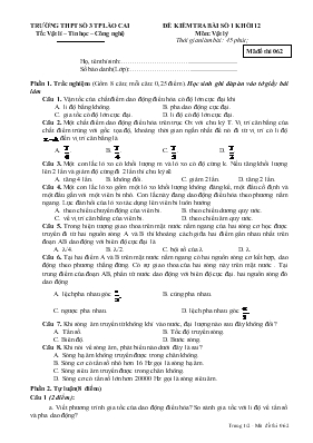 Đề 1 kiểm tra bài số 1 khối 12 môn: Vật lý th
