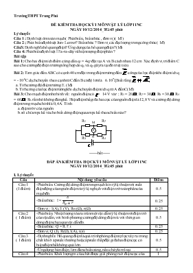 Đề 1 kiểm tra học kỳ I môn vật lý lớp 11 - Trường THPT Trung Phú