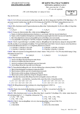 Đề 1 kiểm tra trắc nghiệm môn hóa khối 12 lần 2 thời gian làm bài: 45 phút trường THPT An Biên