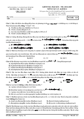 Đề 1 thi Kiểm tra học kì 1 – Năm học: 2014-20