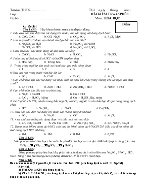 Đề 11 - Bài kiểm tra 45 phút môn hóa học trường THCS Hiệp Hòa - Môn hóa học 9