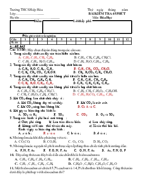 Đề 3 - Bài kiểm tra 45 phút môn hóa học trường THCS Hiệp Hòa - Môn hóa học 9