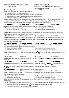 Đề 3 kiểm tra học kỳ 1 môn vật lý lớp 12 năm học 2014-2015 thời gian làm bài 60 phút