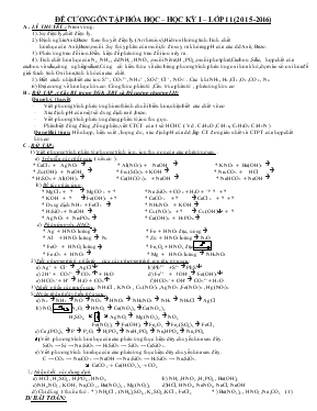 Đề cương ôn tập hóa học – Học kỳ I – Lớp 11 (