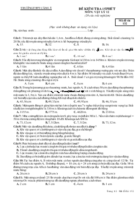 Đề kiểm tra 15 phút môn: Vật lý 12 (20 câu tr