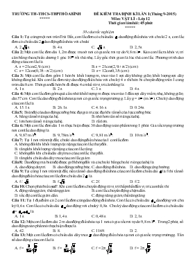 Đề kiểm tra định kì lần I (tháng 9-2015) môn: