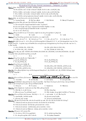 Đề ôn thi số 01 (30 câu : Este tới Amino axit – Thời gian : 45 phút) môn hóa 12