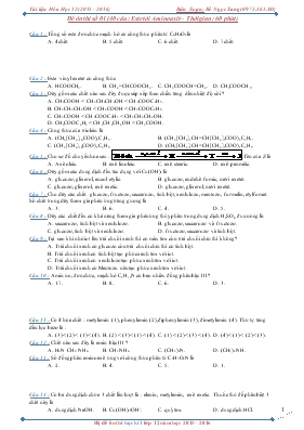 Đề ôn thi số 01 (40 câu : Este tới Amino axit – Thời gian : 60 phút) hóa 12
