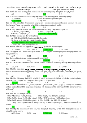 Đề thi đề xuất - Đề thi thử đại học (thời gian làm bài 90 phút) trường THPT Nguyễn Quang Diêu