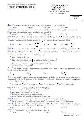 Đề thi học kỳ I môn: Vật lí lớp: 12 cơ bản thời gian làm bài: 60 phút