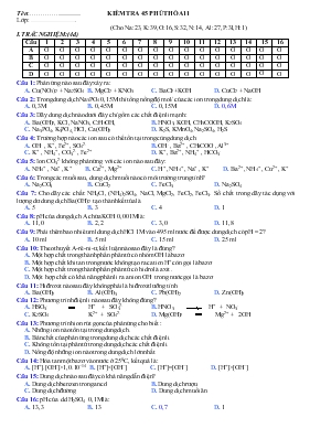 Đề thi Kiểm tra 45 phút hóa 11