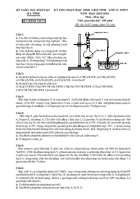 Đề thi Kỳ thi chọn học sinh giỏi tỉnh lớp 12 THPT năm học 2015 - 2016 môn : Hóa học thời gian làm bài: 180 phút
