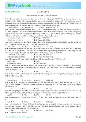 Đề thi Môn: Hóa học thời gian làm bài: 90 phút (50 câu trắc nghiệm)