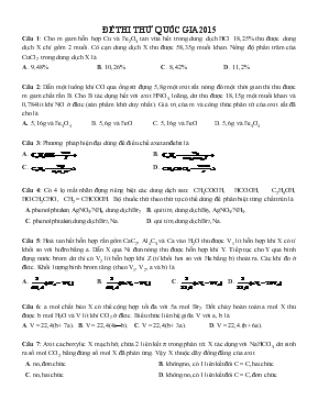 Đề thi thử quốc gia 2015 môn hóa học