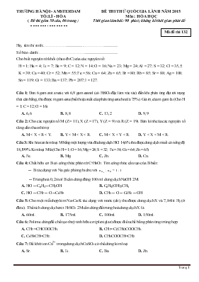 Đề thi thử quốc gia lần 2 năm 2015 môn: hóa học thời gian làm bài: 90 phút