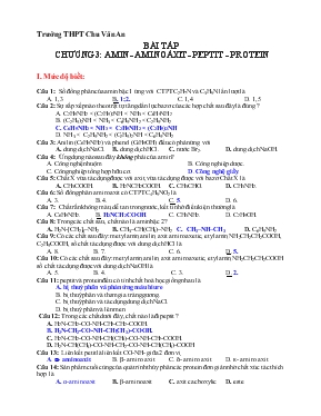 Giáo án Bài tập chương 3: Amin - Aminoaxit - peptit - protein