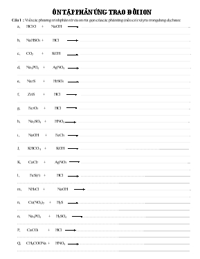 Giáo án Ôn tập phản ứng trao đổi ion