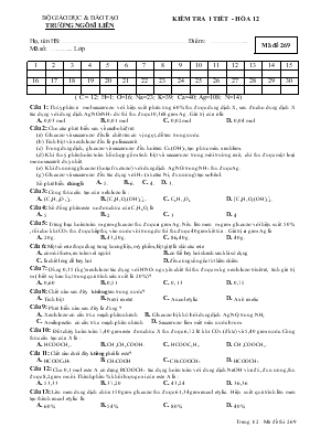 Kiểm tra 1 tiết - Hóa 12 trường Ngô Sĩ Liên