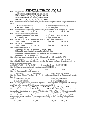 Kiểm tra chương 1, 2 lớp 12 môn hóa học