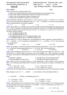 Kiểm tra học kì 1 – Năm học: 2014 – 2015 môn: