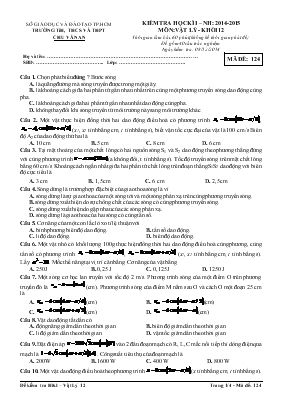 Kiểm tra học kì I – Năm học: 2014-2015 môn: V