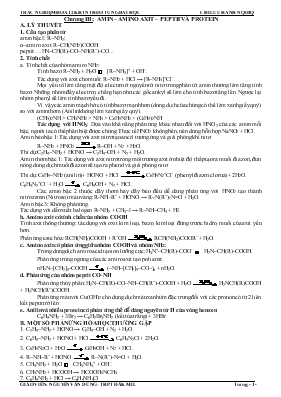 Trắc nghiệm hóa 12 - Chương III: Amin – amino axit – peptit và protein