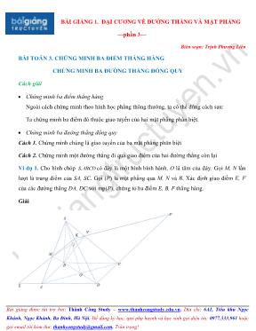 Bài giảng 1: Đại cương về đường thẳng và mặt phẳng - Phần 3
